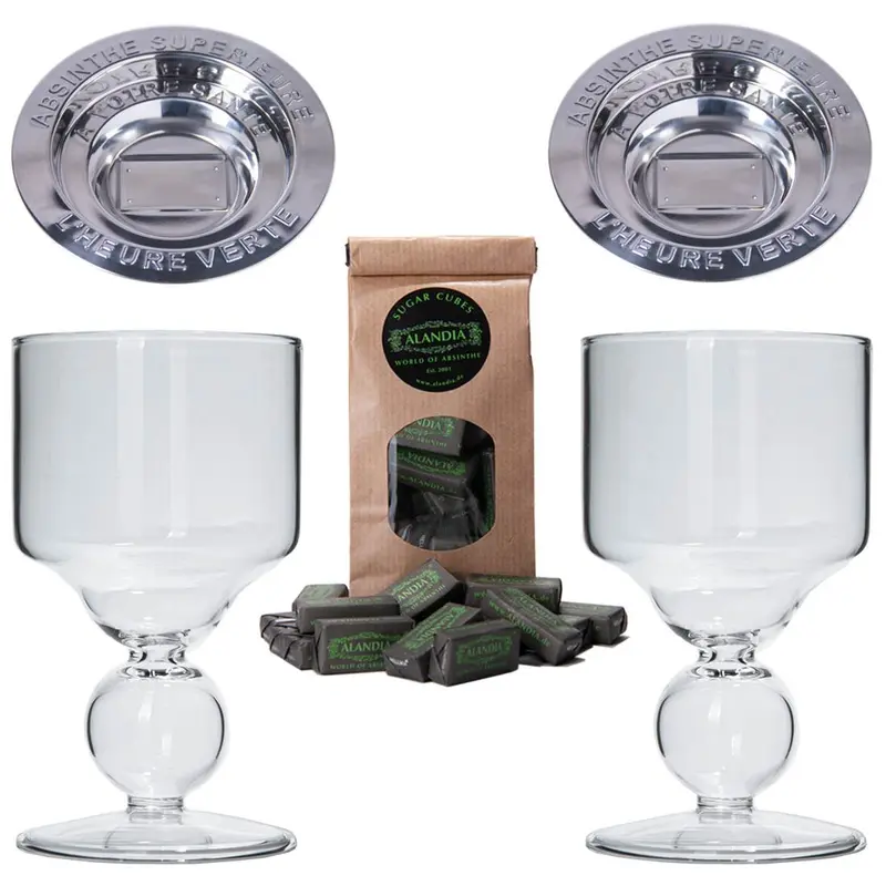 Absinth Bubble Gläser Set Louche - Premium