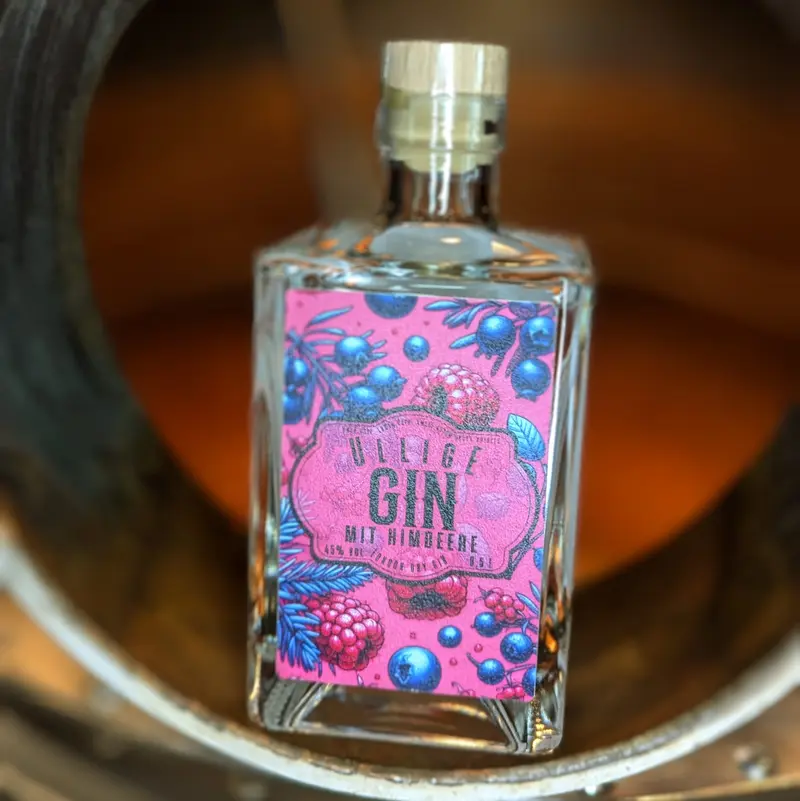 Ullige Gin mit Himbeere